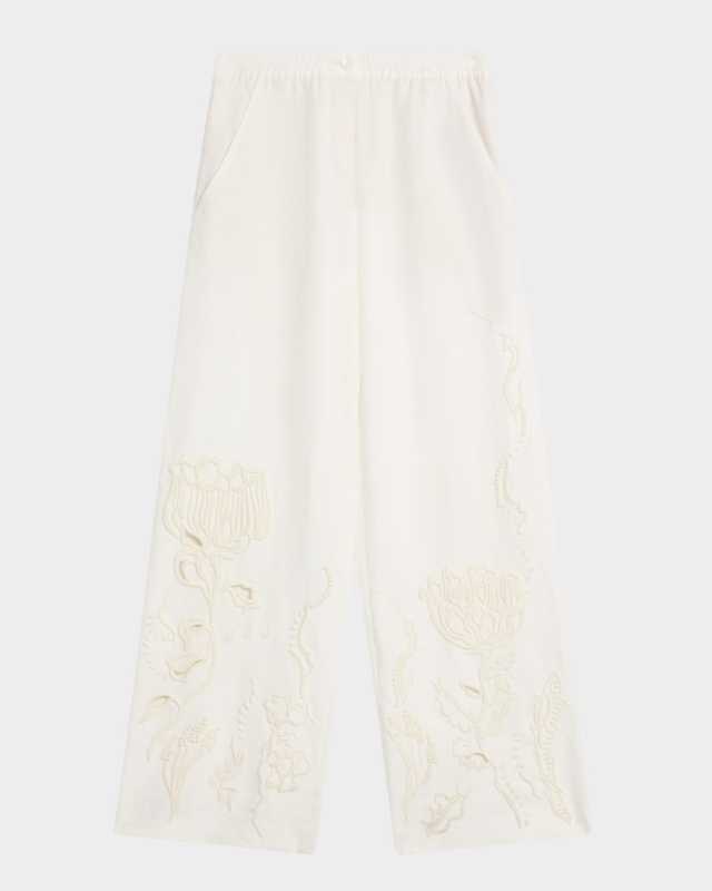 Embroidered Beauty Linen Pants